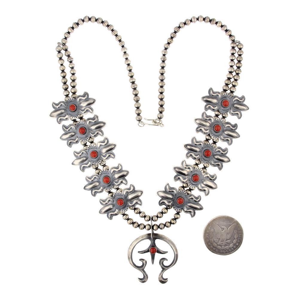 Robert Johnson Mediterranean Coral Squash Blossom Necklace (1 of 4)