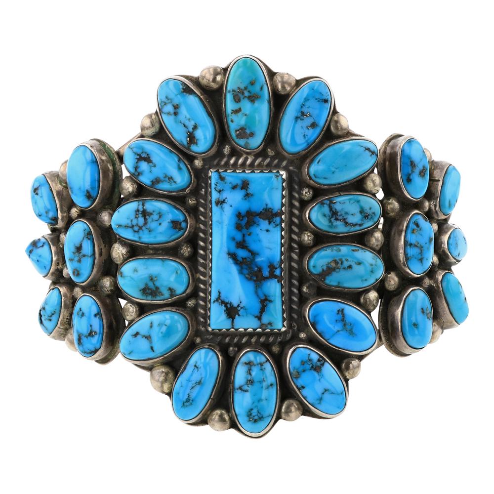 Old Pawn Ithaca Peak Turquoise Cluster Bracelet (1 of 3)