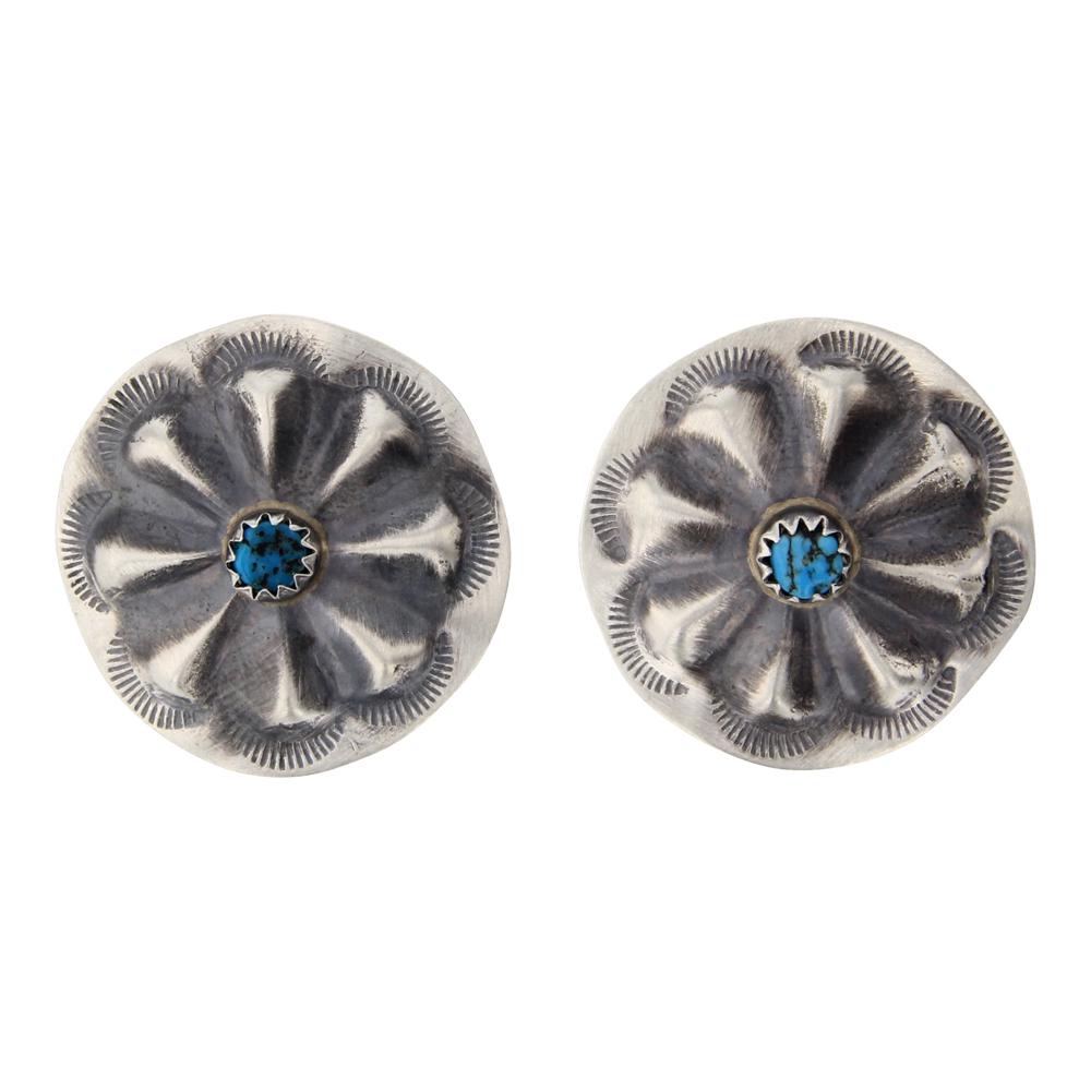 Kingman Turquoise Concho Stamp Earrings (1 of 2)
