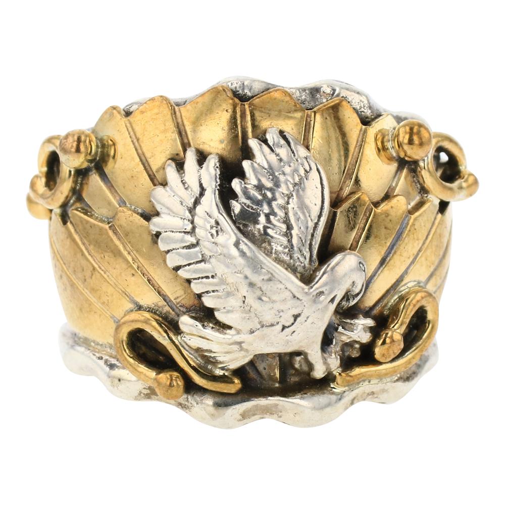 RB Plain Silver & Red Brass Eagle Ring (1 of 3)