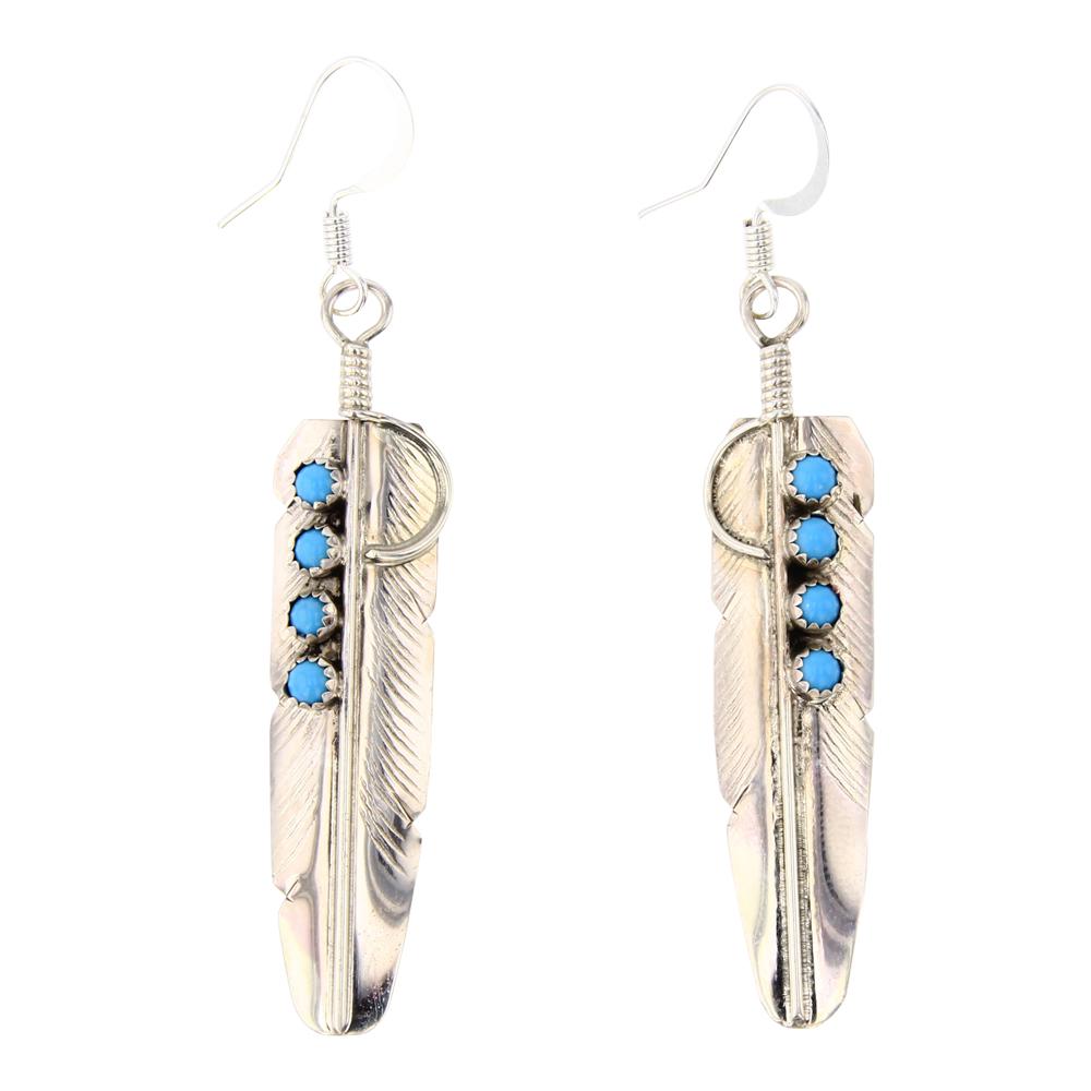 Kingman Turquoise Feather Earrings (1 of 2)