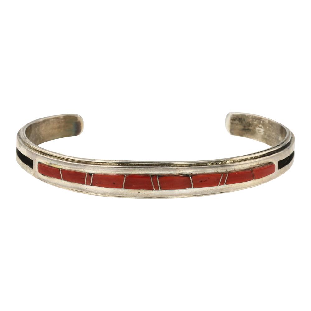 Willie Mariano Coral Channel Inlay Cuff Bracelet (1 of 4)