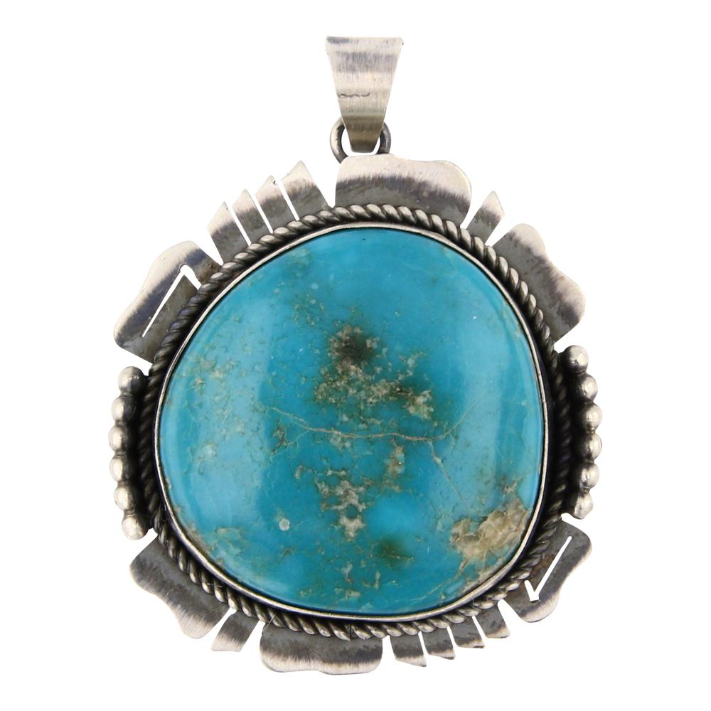 Skeets Royston Turquoise Pendant: Sterling Silver | Genuine Royston Turquoise | Skeets Royston Turquoise Pendant | Navajo Native American Southwest Indian Jewelry | Approximate Weight: 20 Grams, | Approximate Dimensions: Pendant: 1.5"