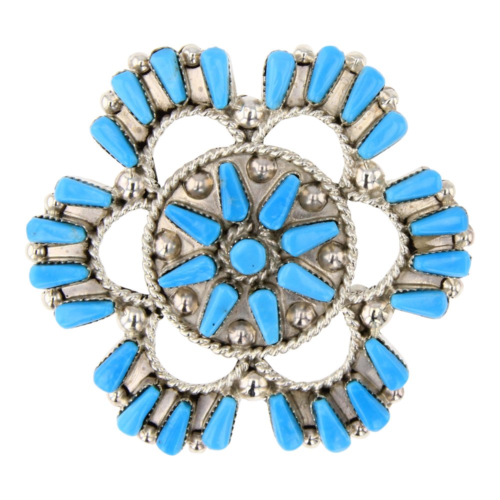 Vera Halusewa Zuni Sleeping Beauty Turquoise Pin & Pendant: Sterling Silver | Genuine Sleeping Beauty Turquoise | Vera Halusewa Zuni Sleeping Beauty Turquoise Pin & Pendant | Zuni Native American Southwest Indian Jewelry | Approximate Weight: 9 Grams, | Approx