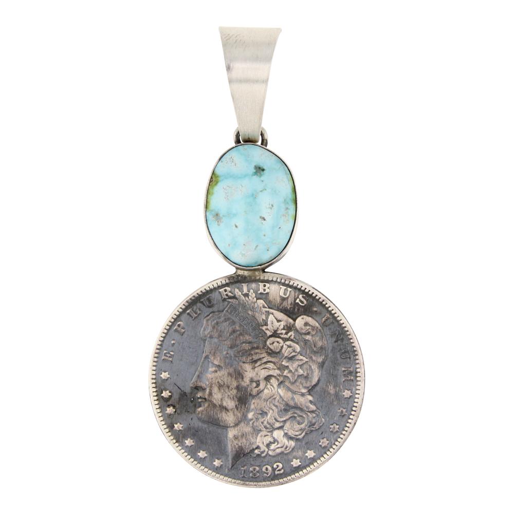 Darrin Livingston Turquoise & Morgan Silver Dollar Pendant (1 of 2)