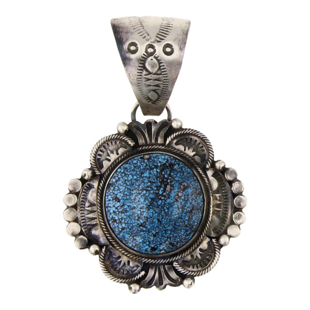 Richard Hoskie Kingman Spiderweb Turquoise Pendant (1 of 2)