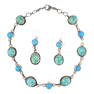 Ella Peter Blue & Green Nevada Turquoise Chocker Necklace & Earrings Set