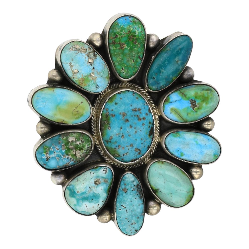 Kathleen Chavez Sonoran Gold Mountain Turquoise Large Cluster Adjustable Ring (1 of 3)
