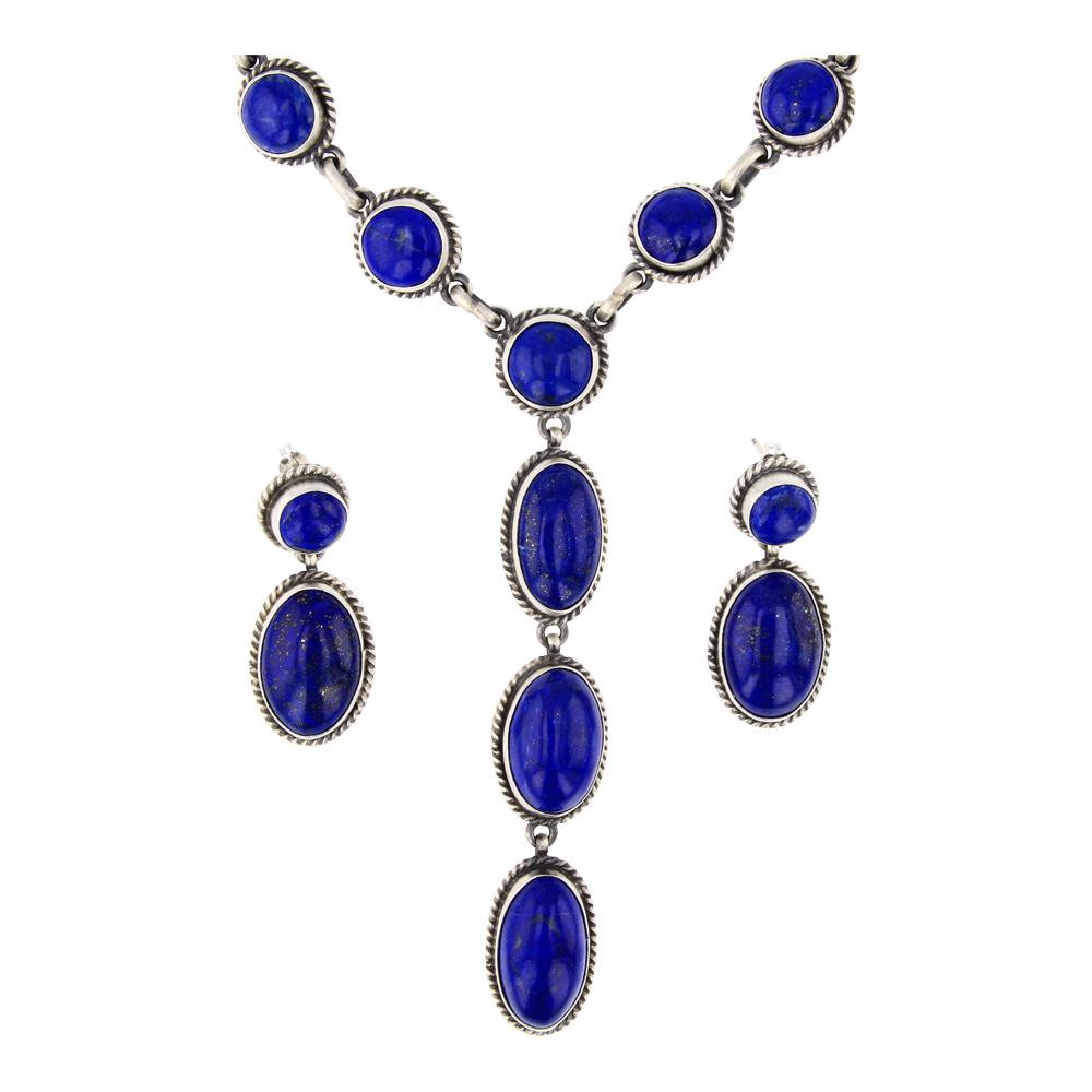 Peggy Skeets Lapis Lariat Necklace & Earrings Set (1 of 3)