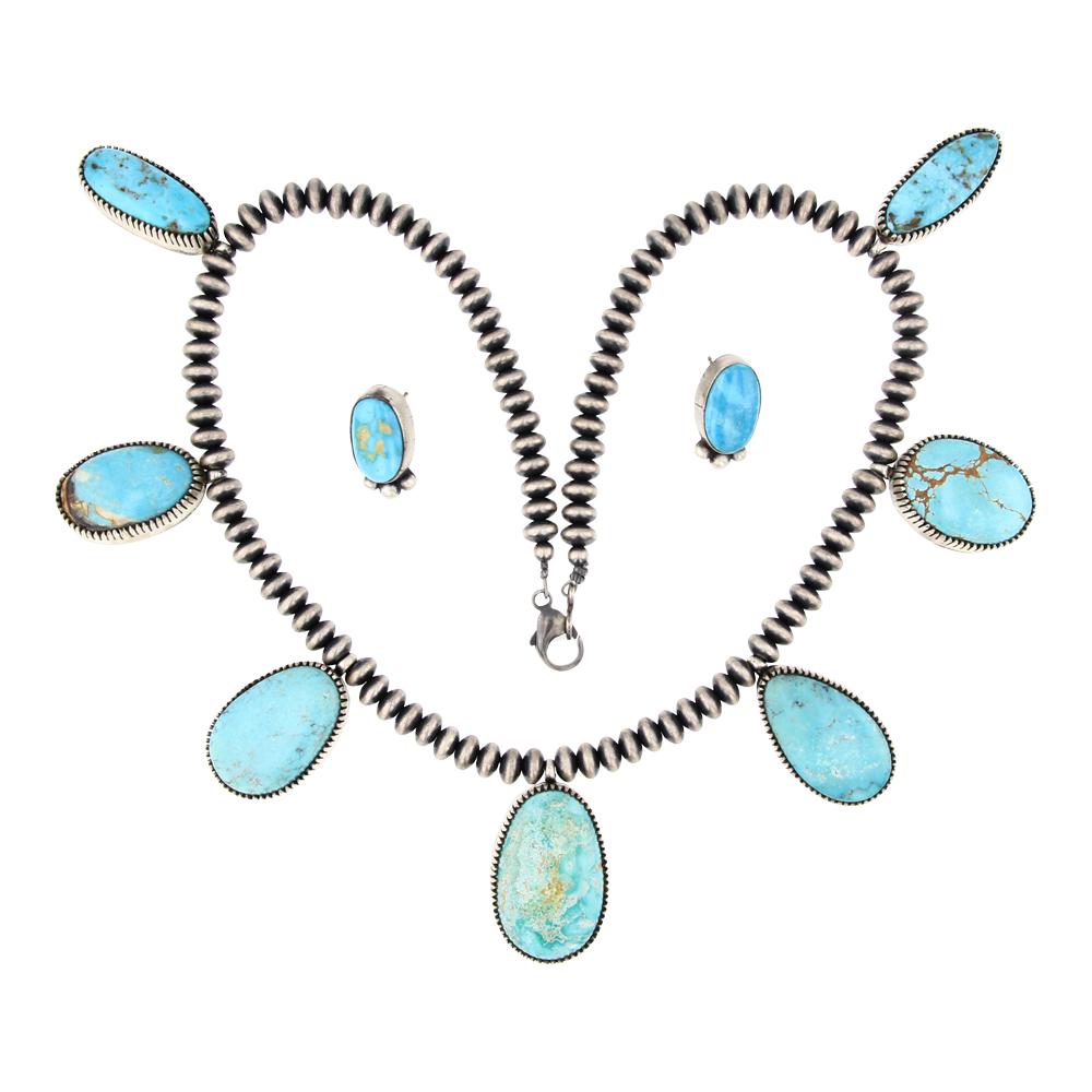 Boyd Ashley Royston Turquoise Necklace On Roundel Beads & Earrings Set (1 of 3)