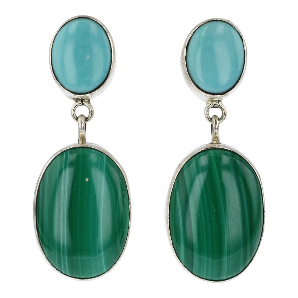 Ronald Tom Turquoise & Malachite Earrings (1 of 2)