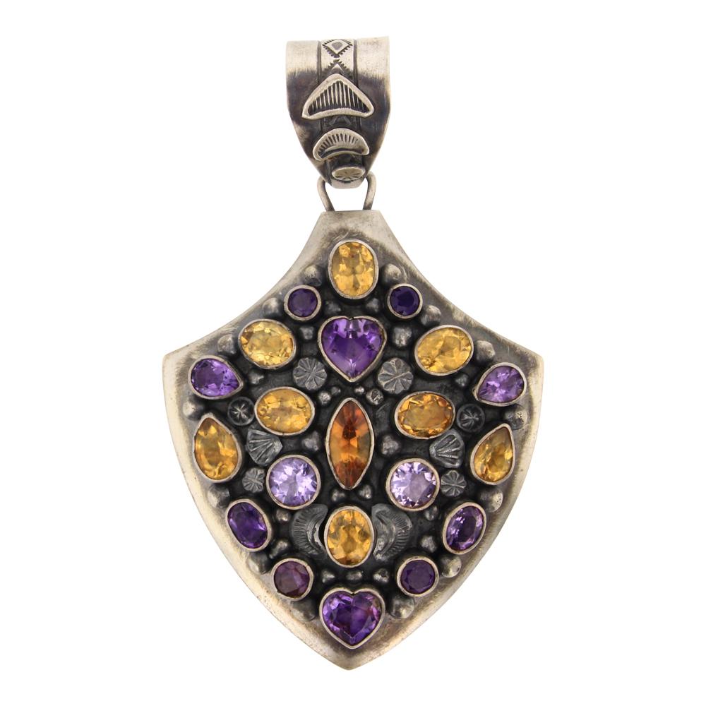 Ray Bennett Amethyst & Citrine Faceted Arrowhead Pendant (1 of 2)