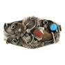 Vintage Turquoise & Coral Bear Claw Cuff Bracelet