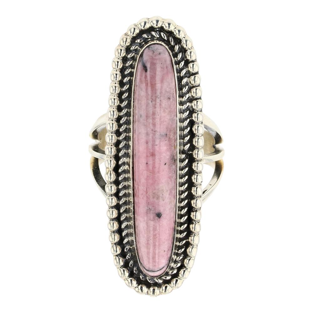 Eddie Secatero Rhodonite Long Oval Ring (1 of 4)