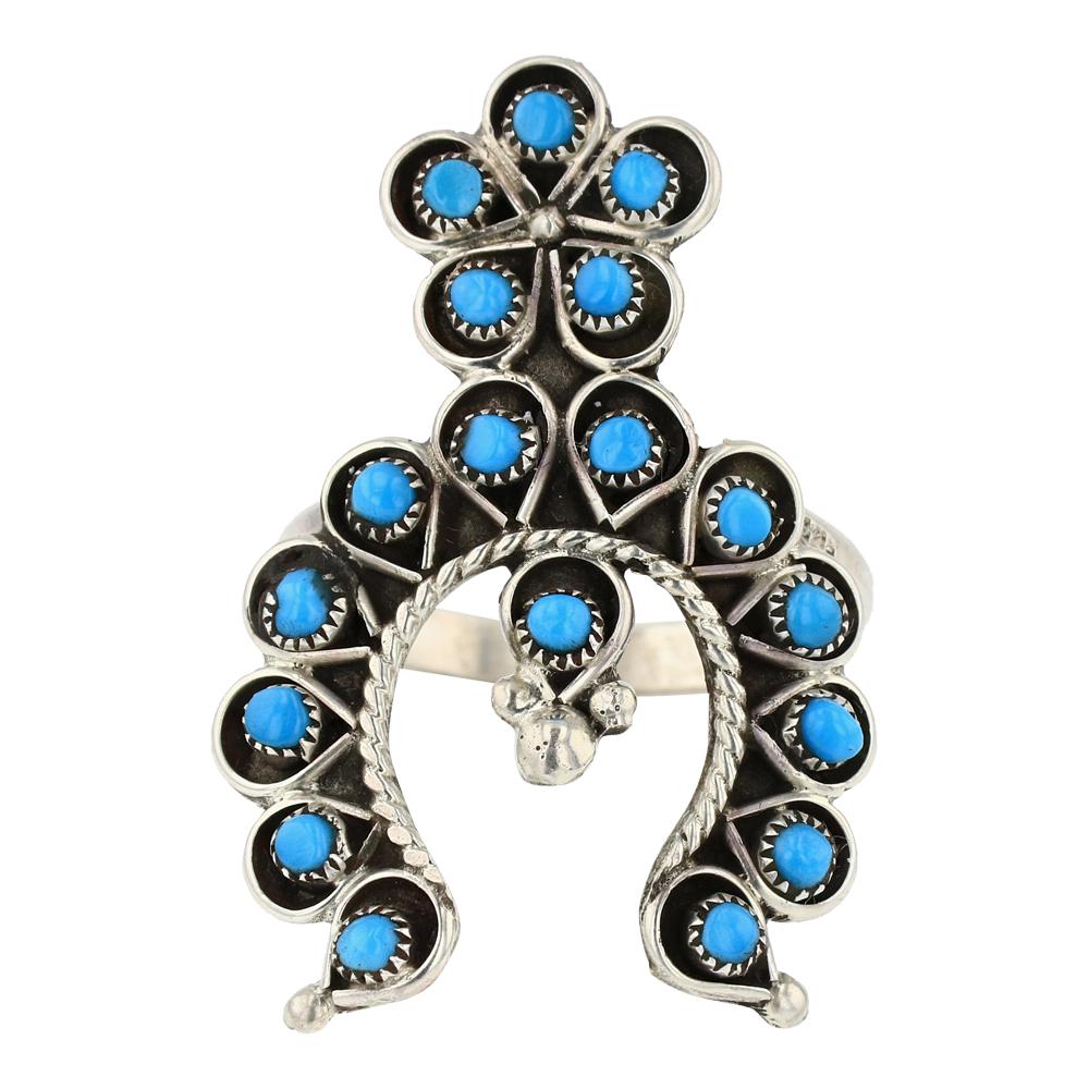 Zuni Needlepoint Turquoise Naja Ring (1 of 3)