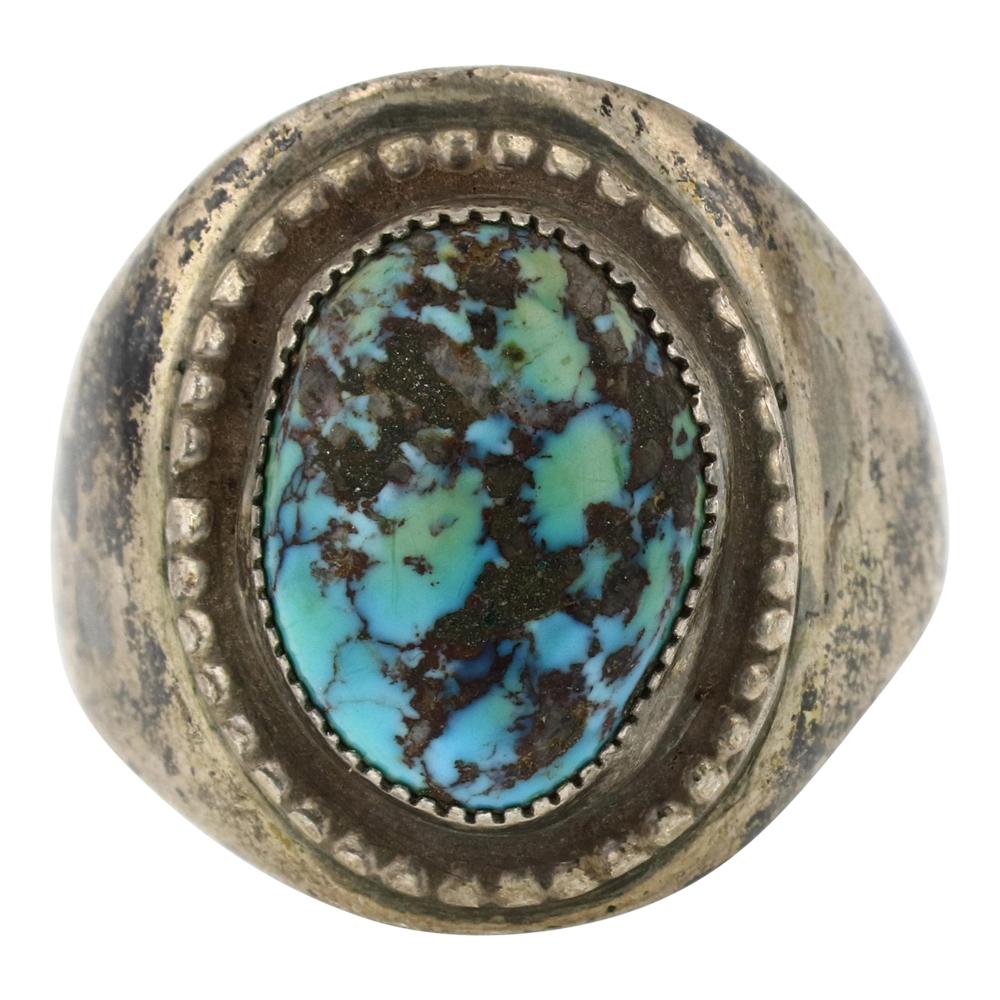 Vintage Navajo Turquoise Ring: Sterling Silver | Genuine Turquoise Charoite & Malachite | Vintage Navajo Turquoise Ring | Navajo Native American Southwest Indian Jewelry | Approximate Weight: 17 Grams | Dimensions: Ring: 10.25 size