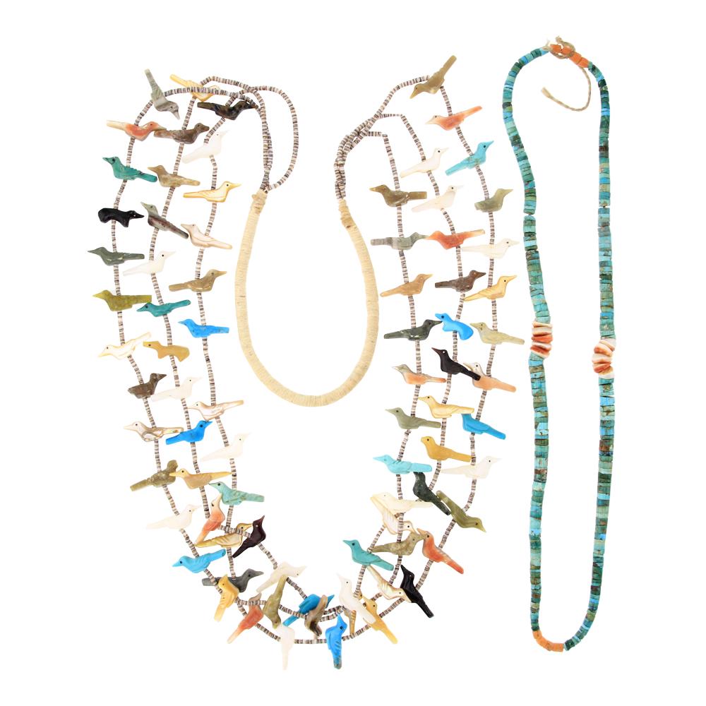Three Strand Fetish Necklace Turquoise & Shell (1 of 2)