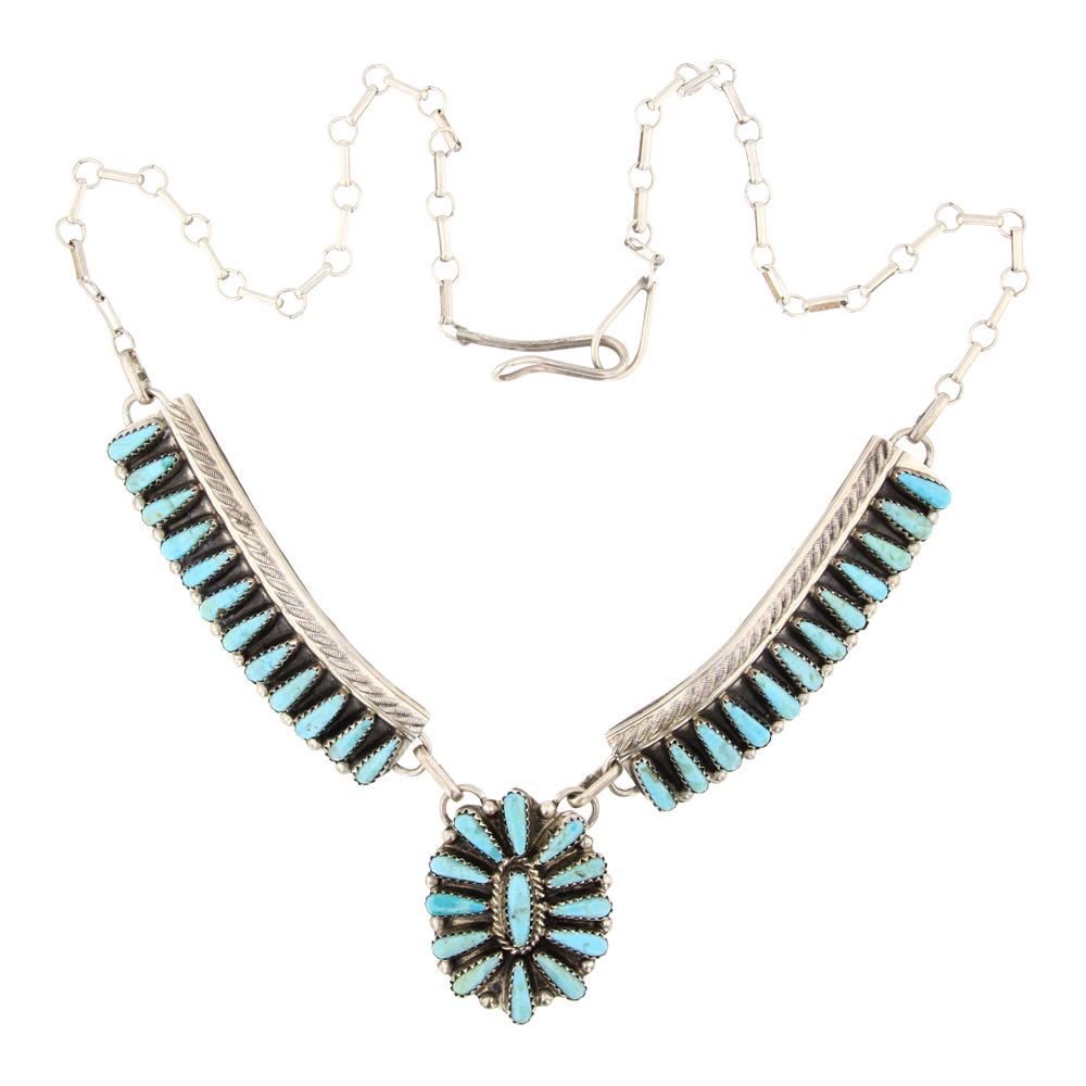 Tommy Lowe Vintage Block Reconstituted Turquoise Cluster Necklace (1 of 3)