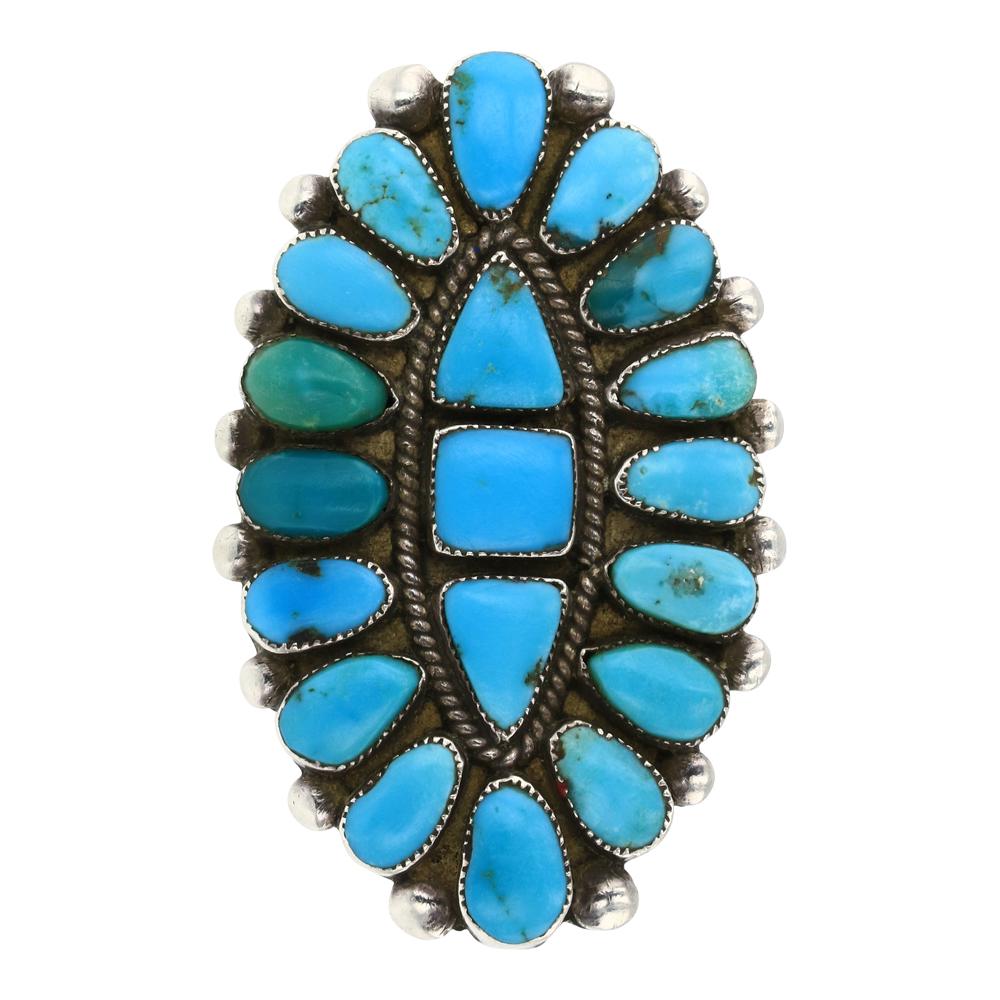 Old Pawn Kingman Turquoise Cluster Ring (1 of 3)