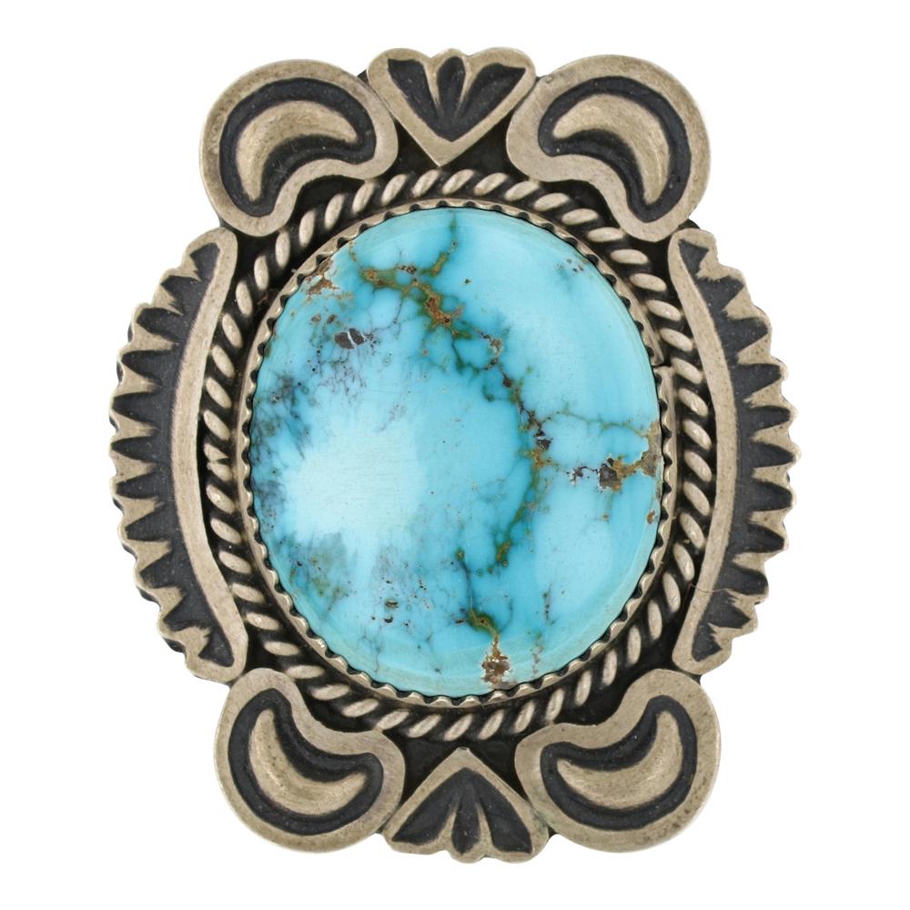 Harold Joe Nevada Turquoise Stamp Ring (1 of 4)