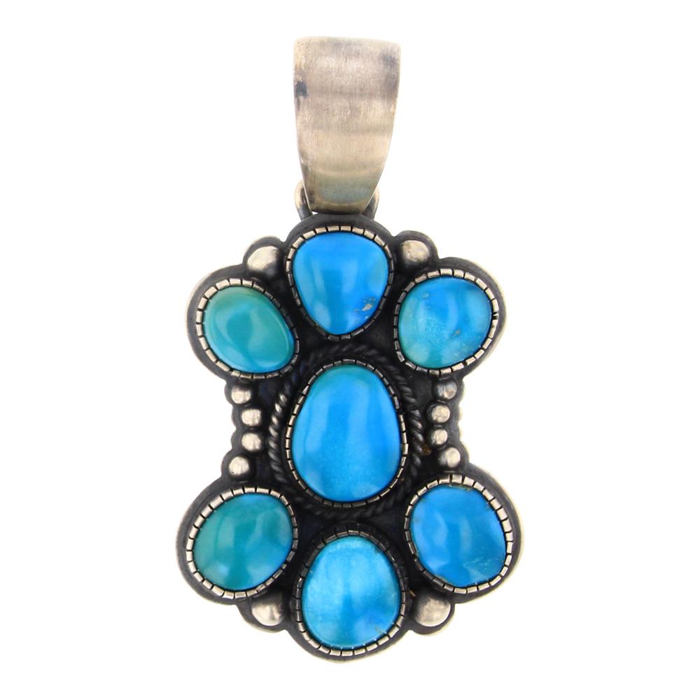 Bobby Johnson Blue Gem Turquoise Cluster Pendant (1 of 2)