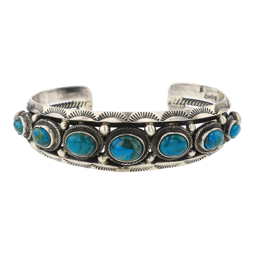 Bobby Johnson Blue Gem Turquoise Triangle Work Bracelet (1 of 3)