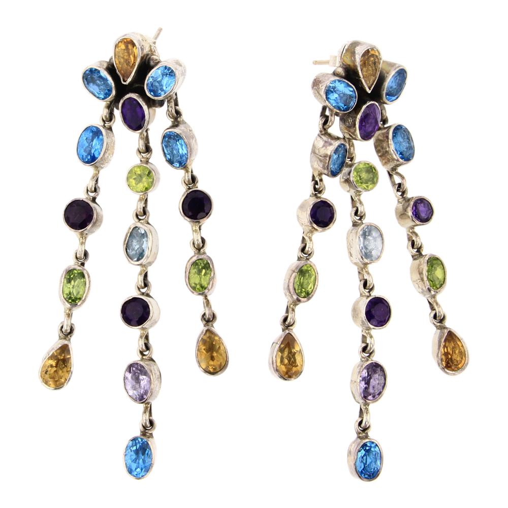 Dorothy Ashley Citrine Amethyst Peridot & Blue Topaz Chandelier Earrings (1 of 2)