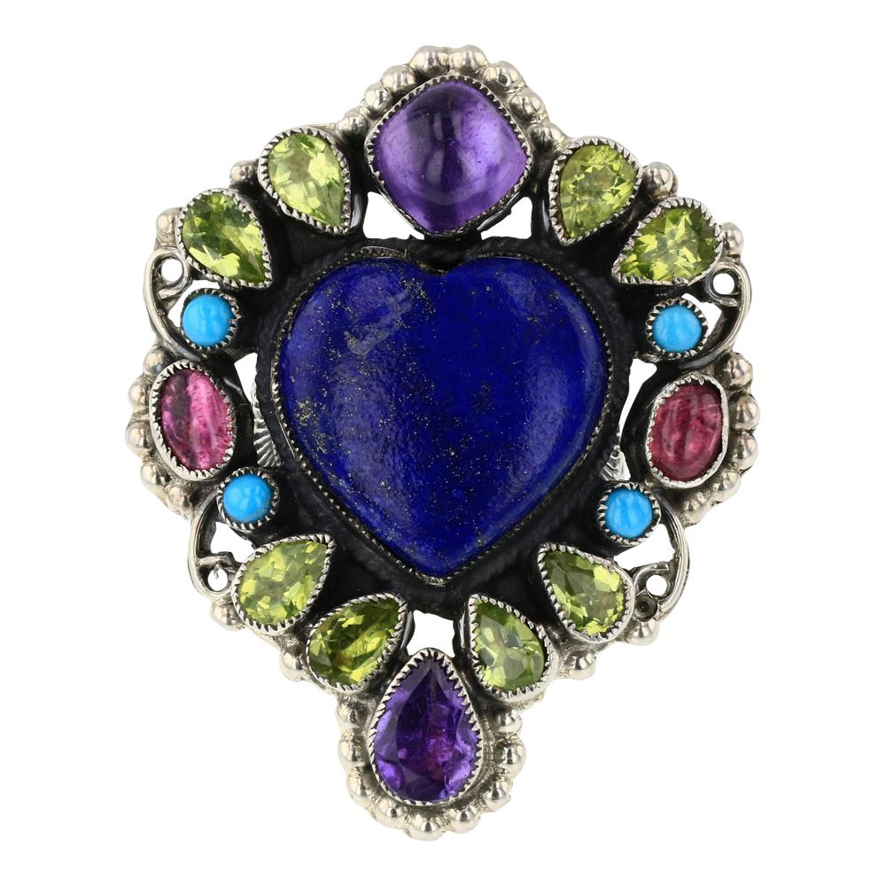 Leo Feeney Sleeping Beauty Turquoise Peridot Amethyst Tourmaline & Lapis Heart Ring (1 of 4)