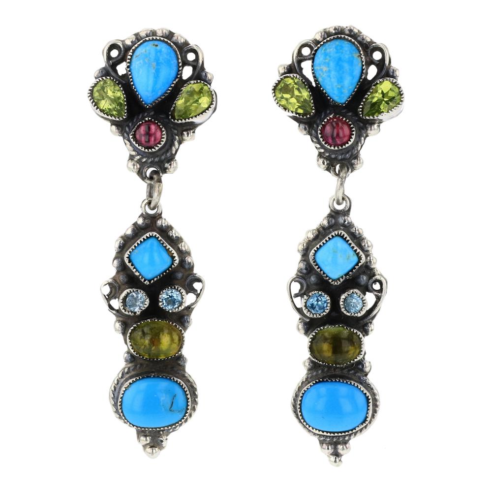 Leo Feeney Sleeping Beauty Turquoise Amethyst Peridot & Garnet Earrings (1 of 3)