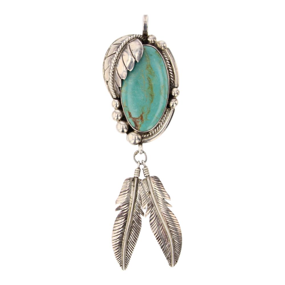 Vintage Menassa Turquoise Feather Pendant (1 of 2)
