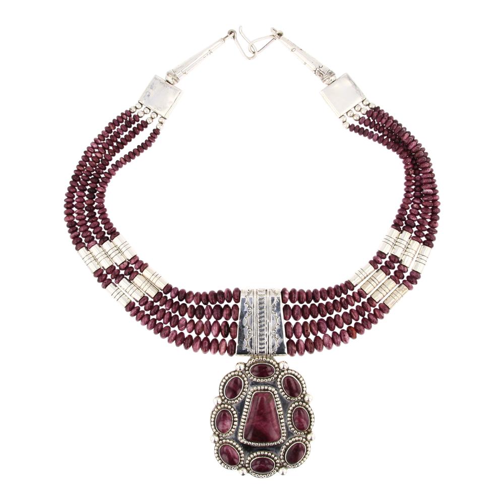 Tony Aguilar Jr. Santo Domingo Pueblo Purple Spiny Oyster Necklace (1 of 3)