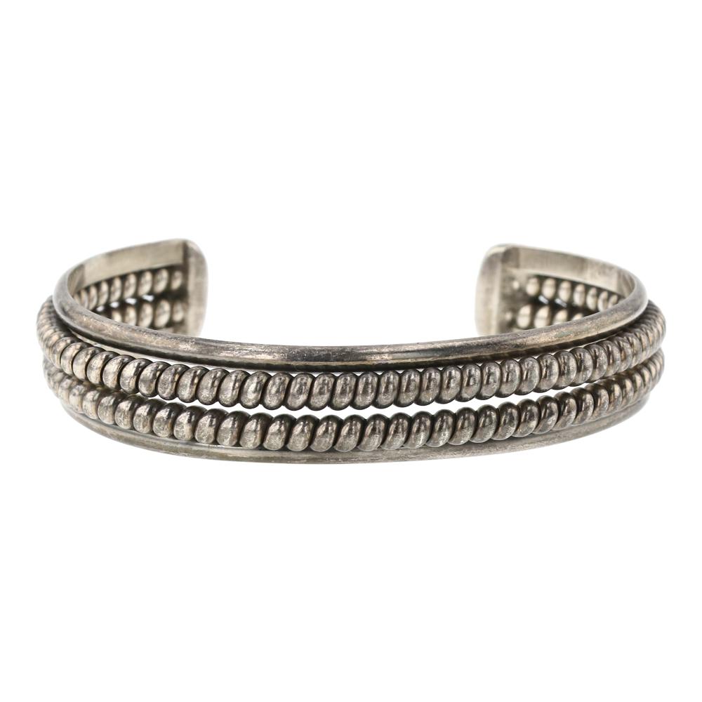 Vintage Navajo Plain Silver Braided Cuff Bracelet (1 of 3)