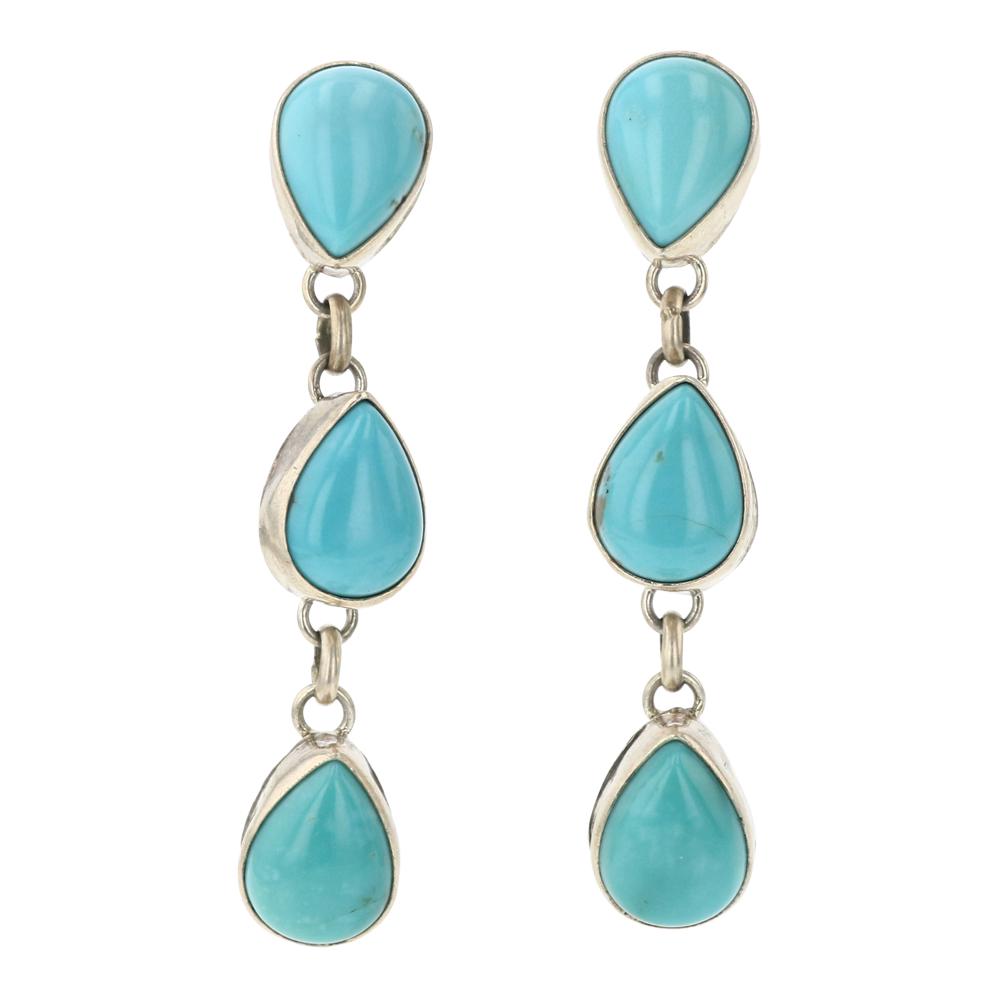 Navajo Compitos Turquoise Teardrop Earrings (1 of 3)