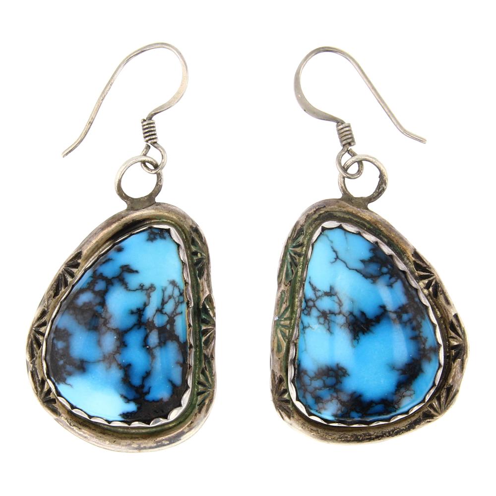 Vintage Navajo Spiderweb Turquoise Earrings (1 of 2)