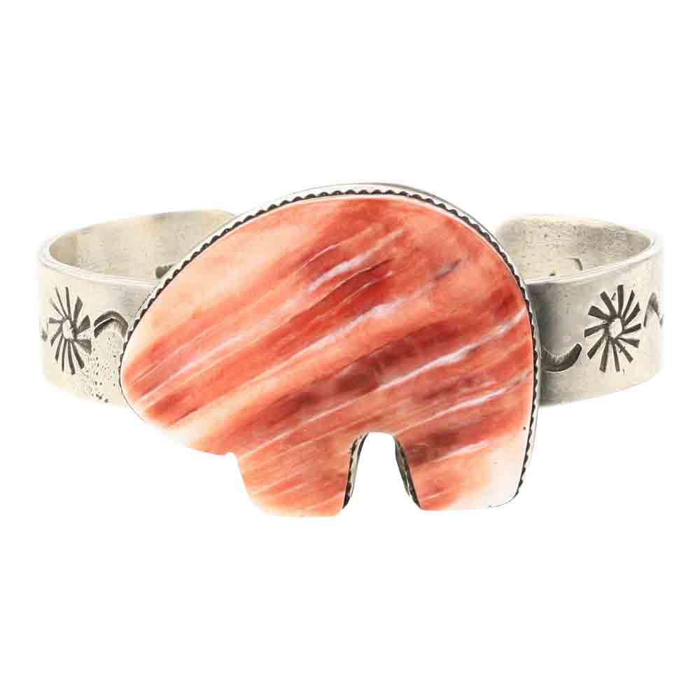 Navajo Spiny Oyster Bear Stamp Bracelet (1 of 3)