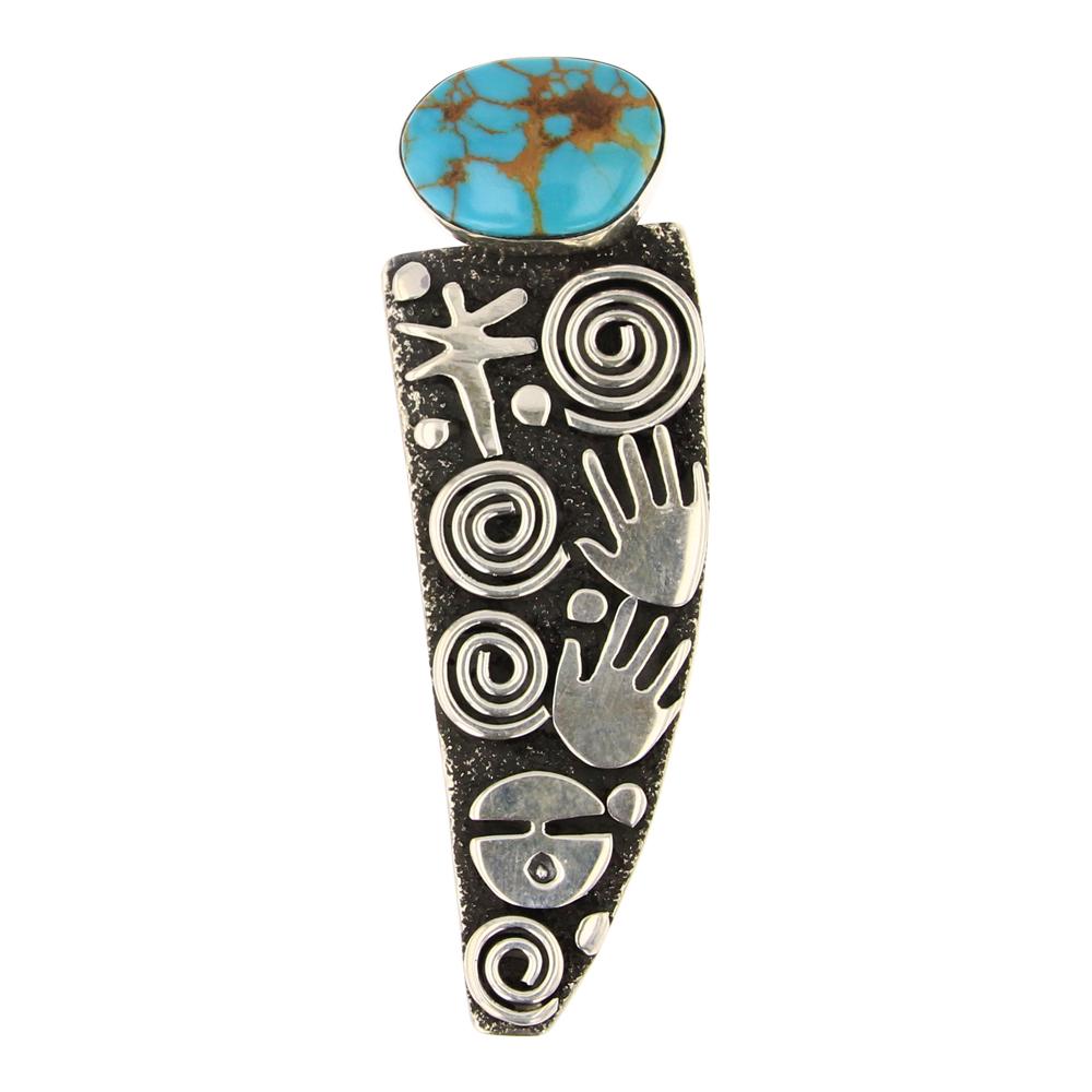 Alex Sanchez Royston Turquoise Petroglyph Design Ring (1 of 3)