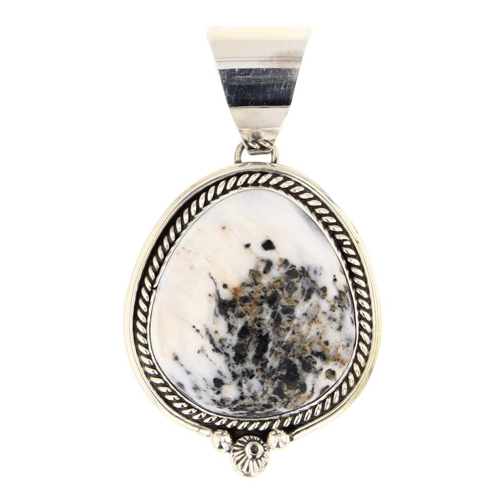 Chris Charlie White Buffalo Pendant: Sterling Silver | Genuine Black Onyx | Chris Charlie White Buffalo Pendant | Navajo Native American Southwest Indian Jewelry | Approximate Weight: 15 Grams | Dimensions: Pendant: 1.25" x 2.25" | Signe
