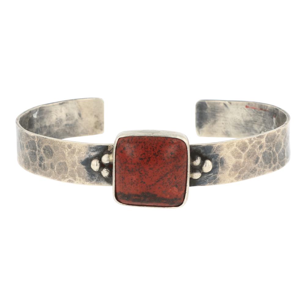 Navajo Jasper Hammered Texture Cuff Bracelet (1 of 3)