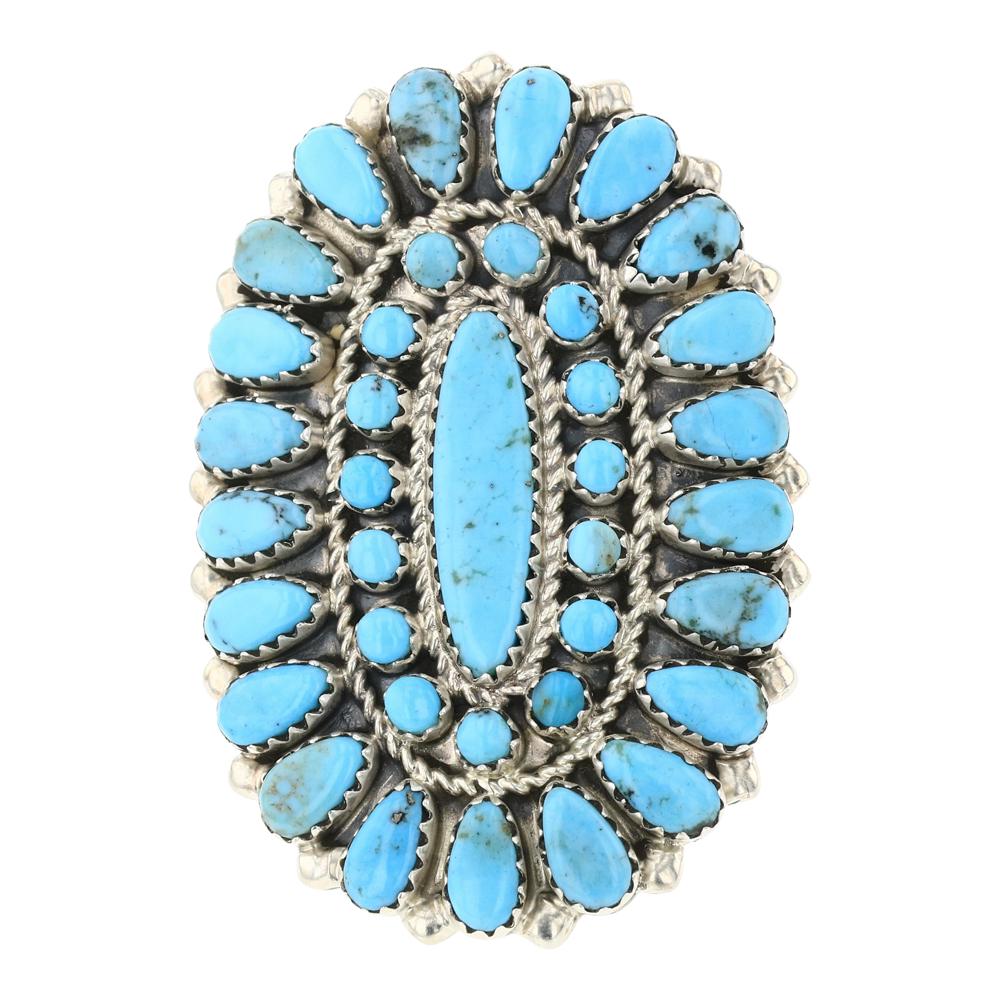 Ray Yazzie Kingman Turquoise Cluster Ring (1 of 3)