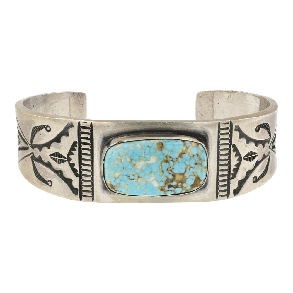 Danny Clark Number Eight Turquoise Stamp Cuff Bracelet (1 of 3)