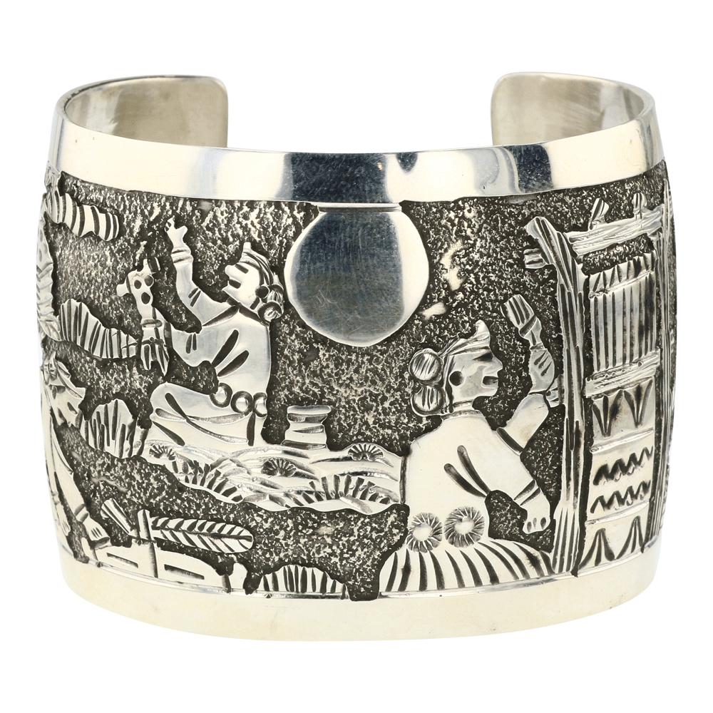 Elaine Becenti Navajo Plain Silver Story Teller Cuff Bracelet (1 of 4)