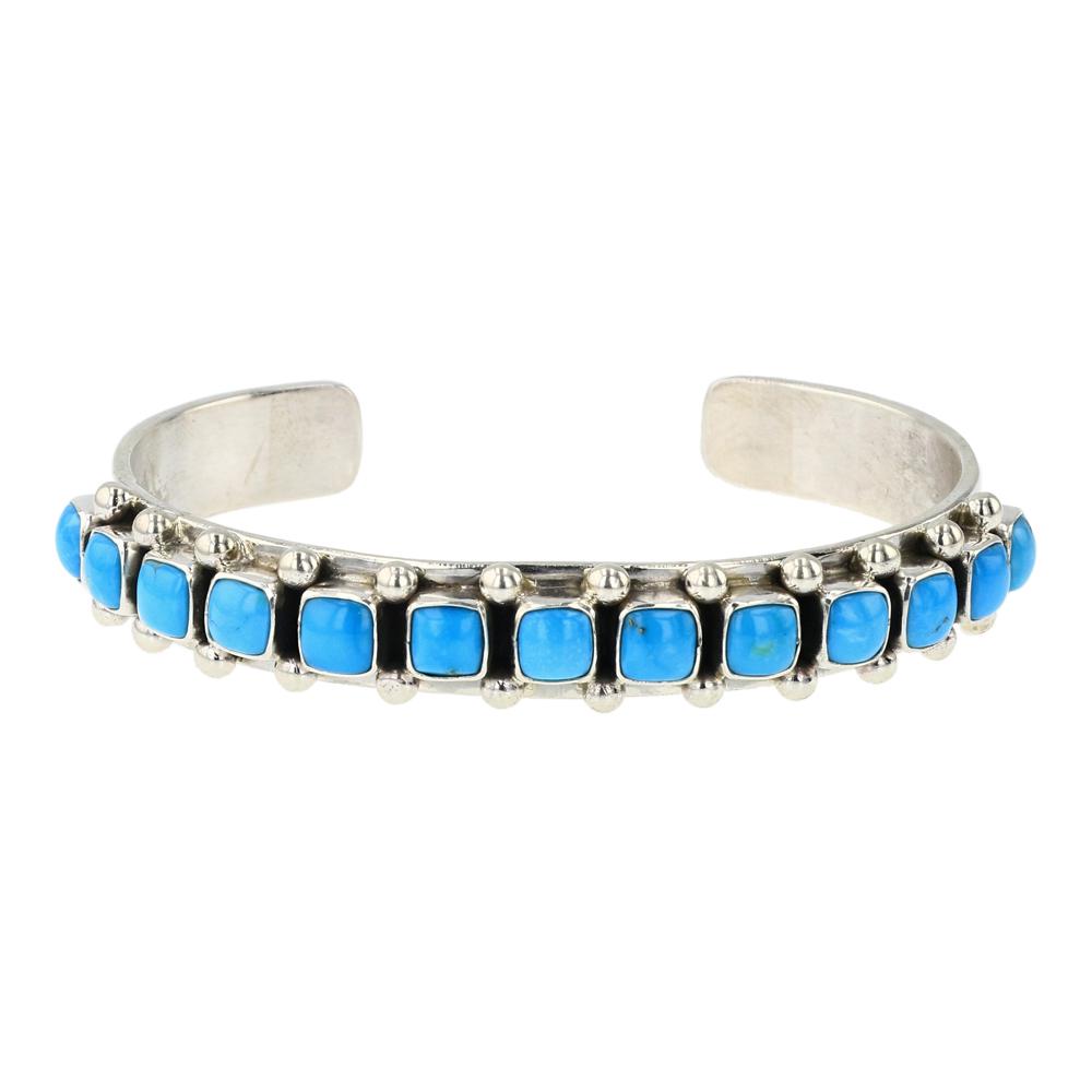 Paul Livingston Sleeping Beauty Turquoise Square Row Cuff Bracelet (1 of 4)
