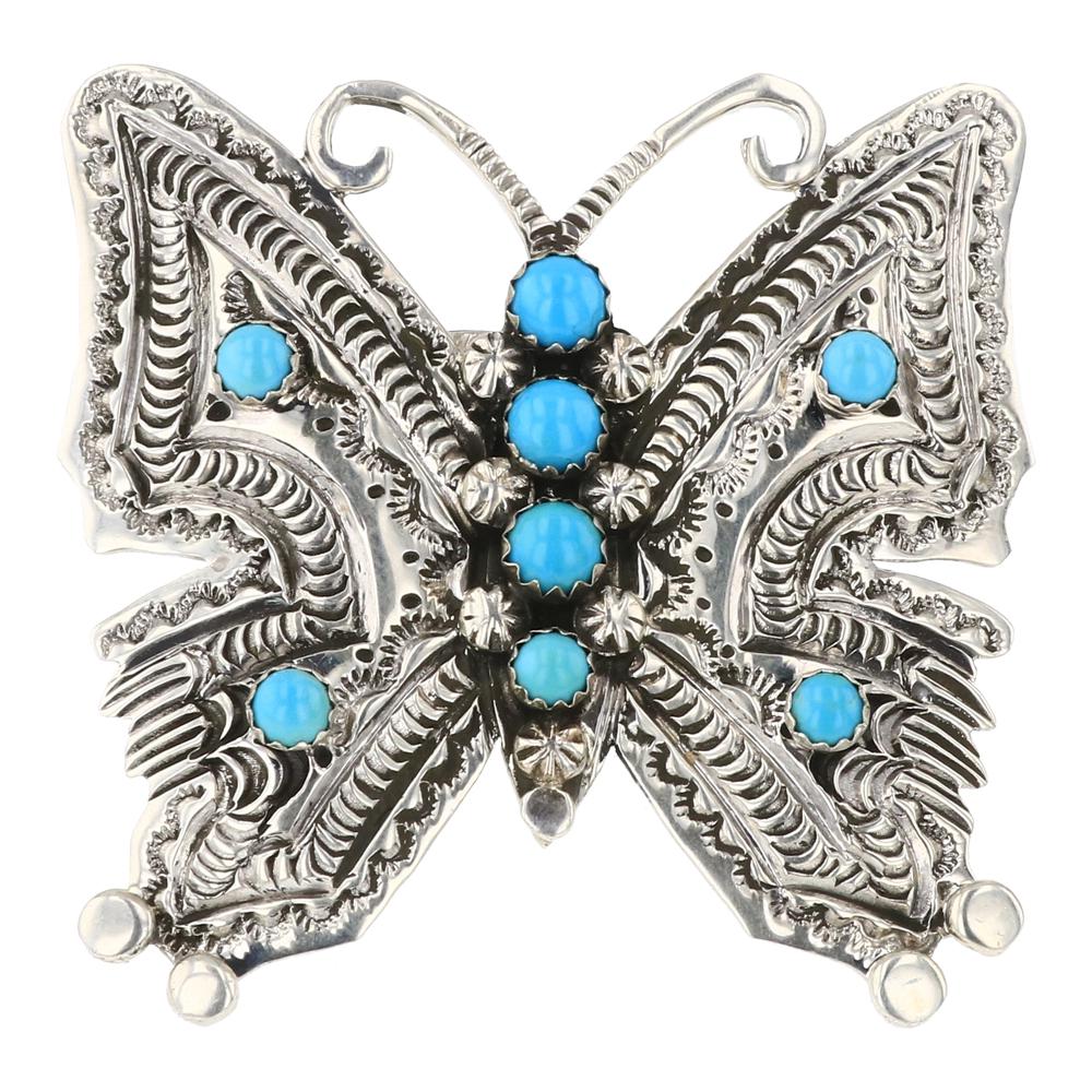 June Delgarito Kingman Turquoise Adjustable Butterfly Ring (1 of 3)