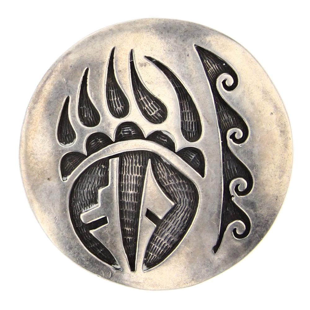 Vintage Hopi Plain Silver Bearpaw Pin (1 of 2)