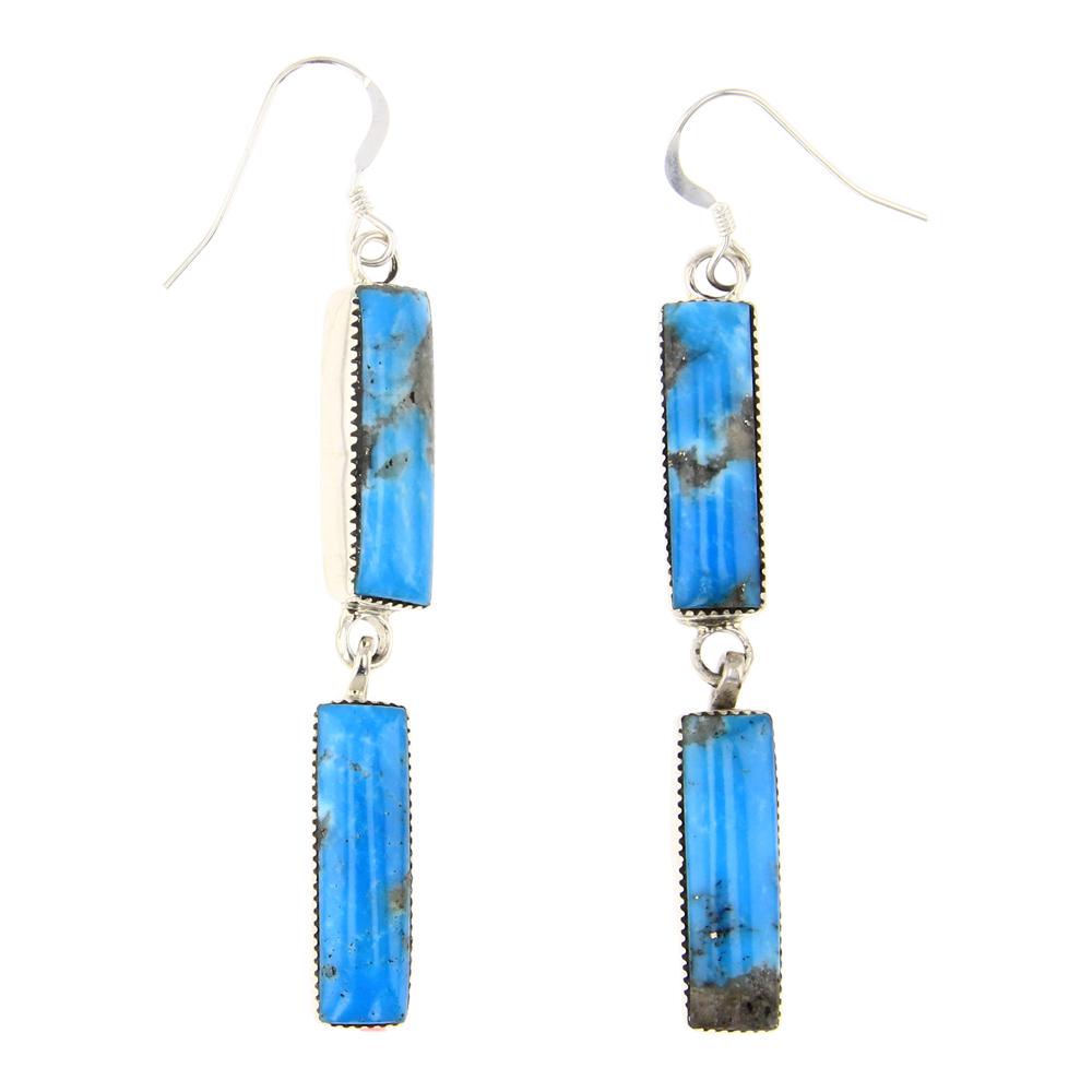 RB Kingman Turquoise Rectangle Dangle Earrings (1 of 2)