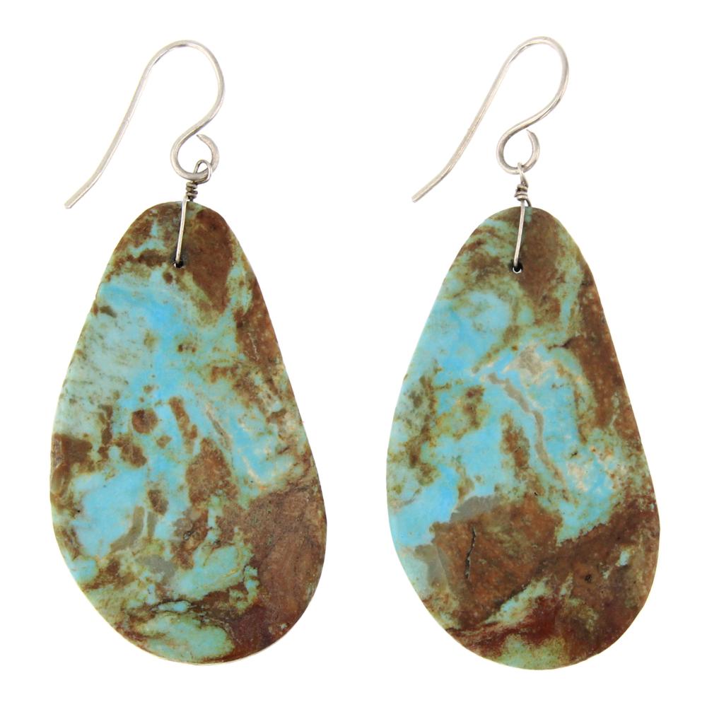 Navajo Menassa Turquoise Slab Earrings (1 of 2)