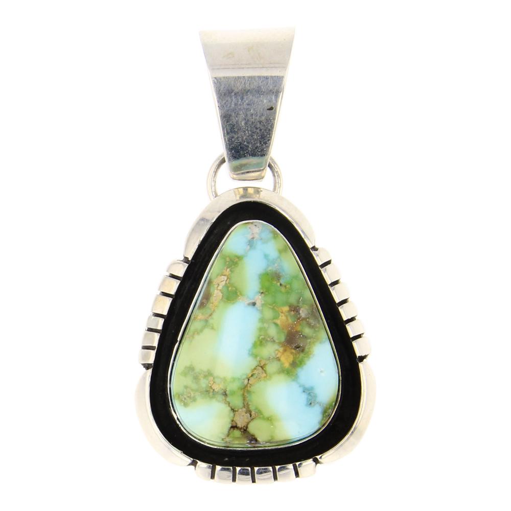 Marry Ellen Sonoran Gold Turquoise Pendant: Sterling Silver | Genuine Sonoran Gold Turquoise | Marry Ellen Sonoran Gold Turquoise Pendant | Navajo Native American Southwest Indian Jewelry | Approximate Weight: 9 Grams | Dimensions: Pendant: 1" 