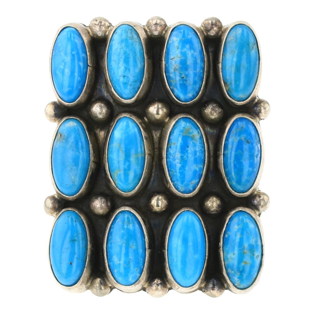 Navajo Kingman Turquoise Three Row Ring (1 of 3)