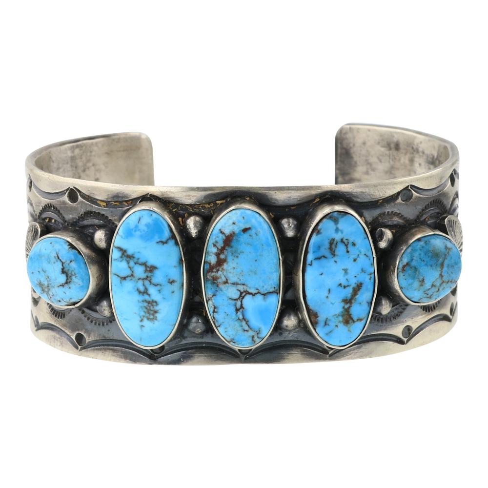 Sheila Tso Candelaria Turquoise Row Cuff Bracelet (1 of 4)