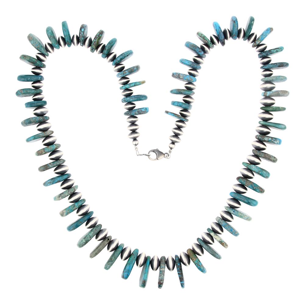 Sterling Silver Oxidized Roundel Beads & Turquoise Necklace (1 of 3)